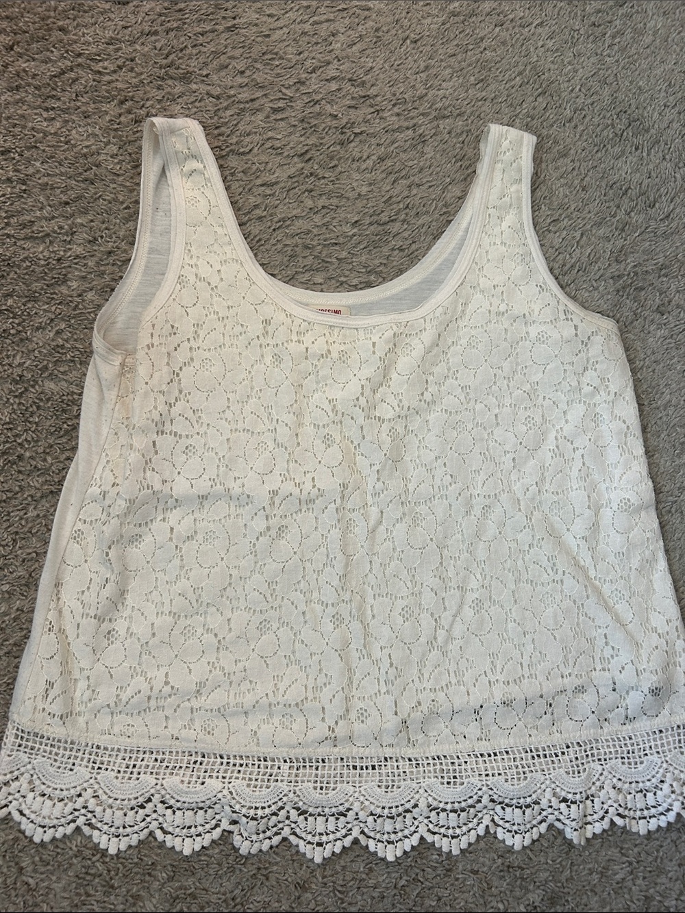 Mossimo Supply Co. White Lace Tank with Crochet Hem